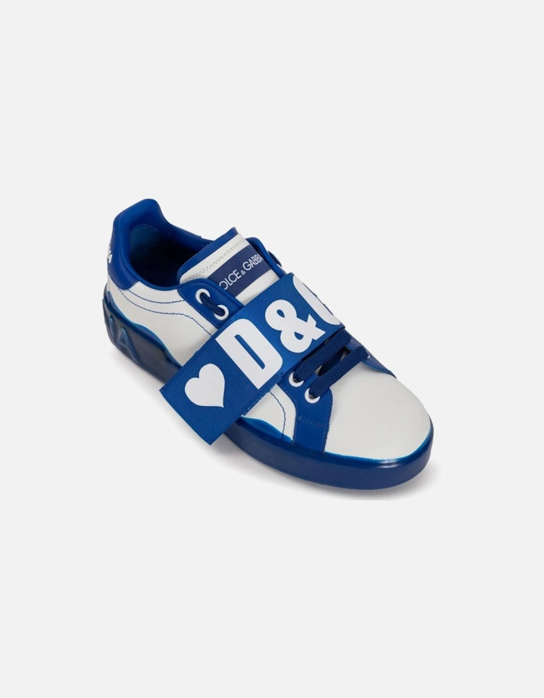Low-Top Leather Sneakers with Logo Strap Women - White