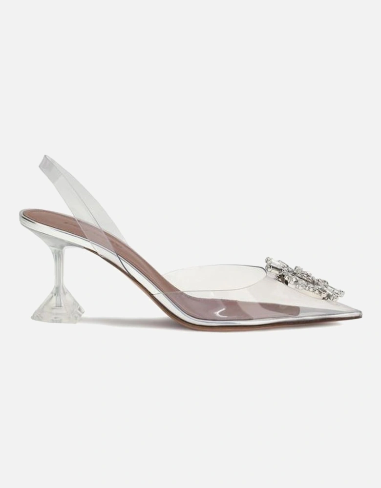 Transparent Embellished Slingback Glass Pumps Women - Silver