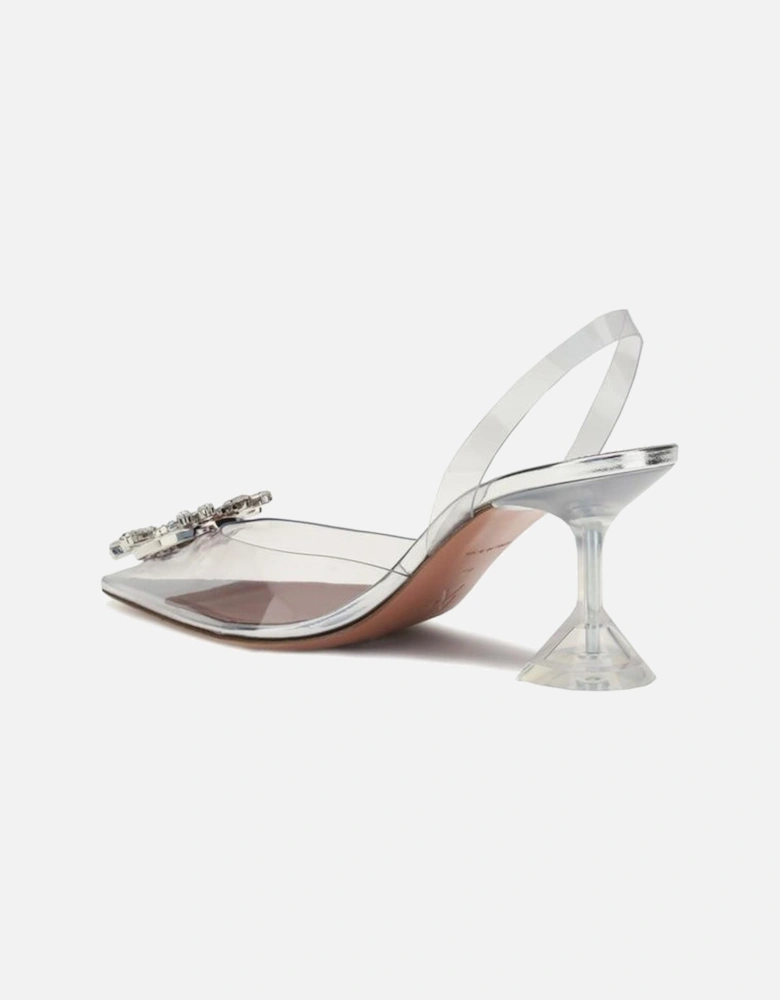 Transparent Embellished Slingback Glass Pumps Women - Silver