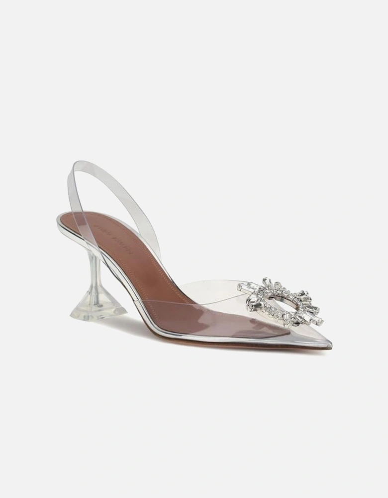 Transparent Embellished Slingback Glass Pumps Women - Silver