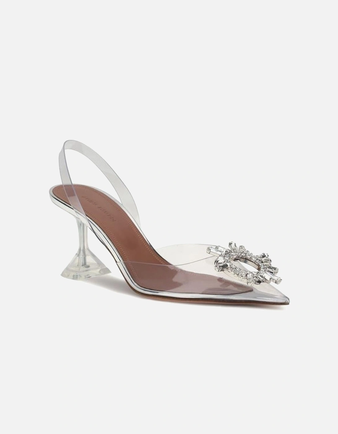 Transparent Embellished Slingback Glass Pumps Women - Silver