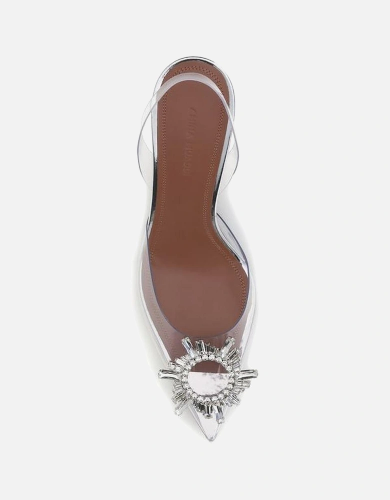 Transparent Embellished Slingback Glass Pumps Women - Silver