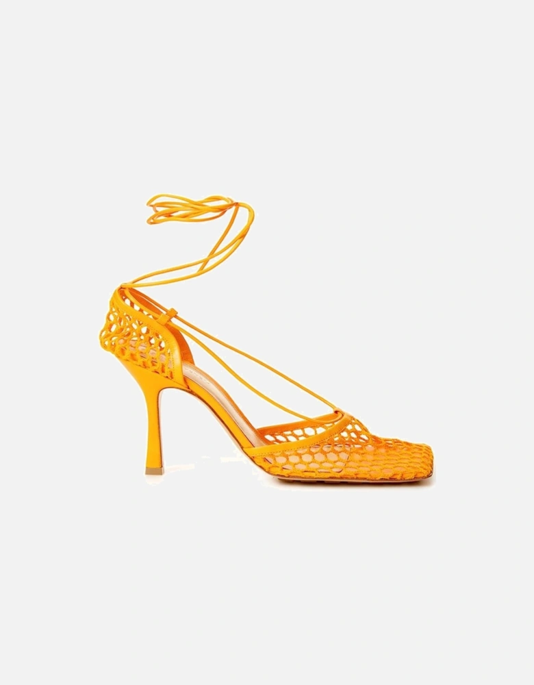 Mesh Stretch Square Toe Stiletto Pumps Women - Orange