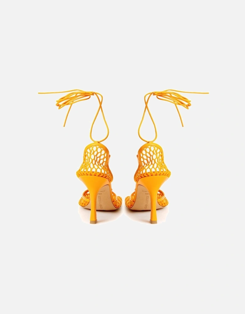 Mesh Stretch Square Toe Stiletto Pumps Women - Orange
