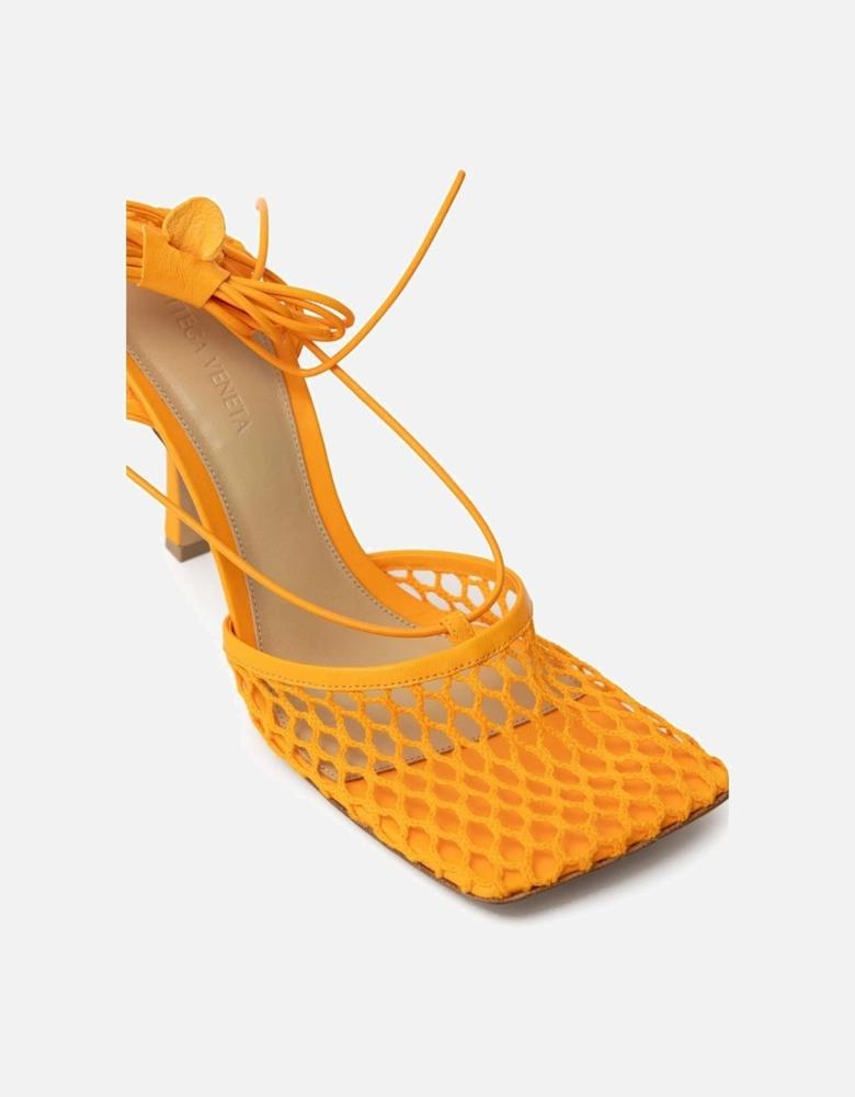Mesh Stretch Square Toe Stiletto Pumps Women - Orange