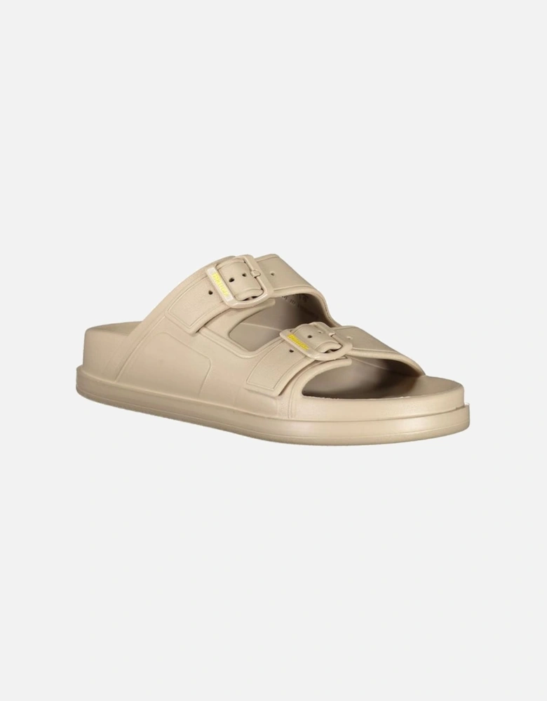 Slip-On Sandals with Adjustable Buckles and Print Women - Beige