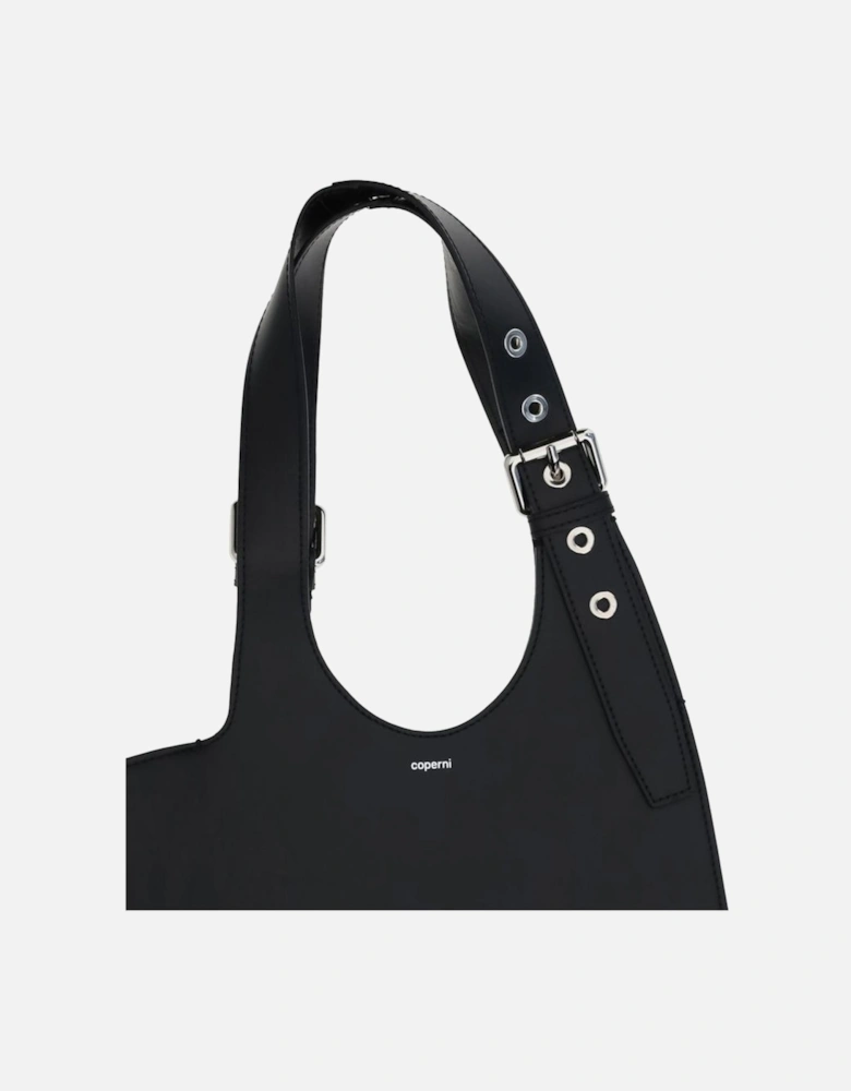 Belt Heart Leather Shoulder Bag Women - Black