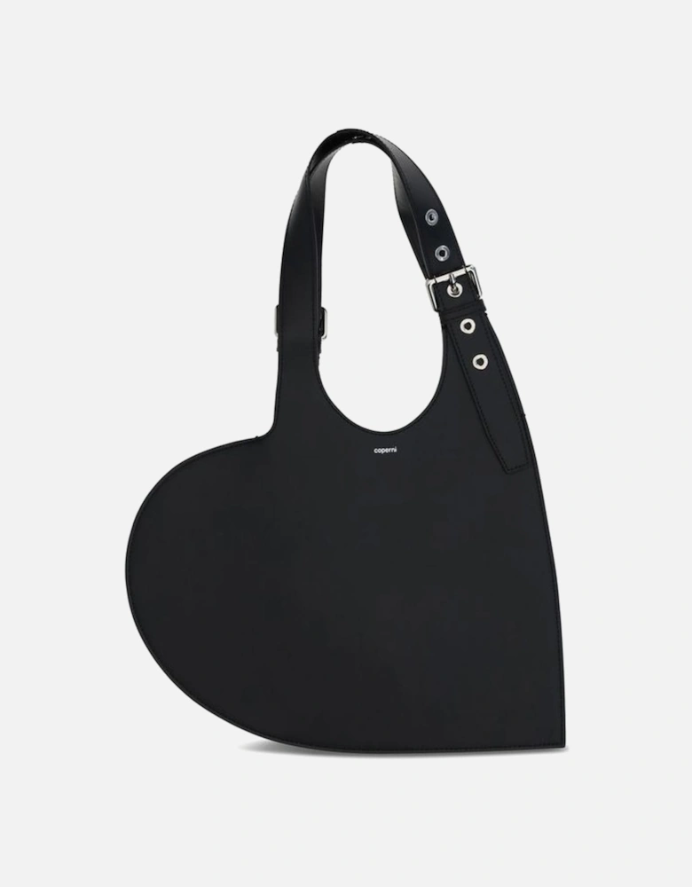 Belt Heart Leather Shoulder Bag Women - Black