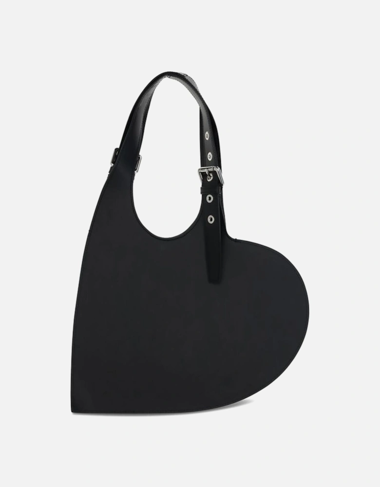 Belt Heart Leather Shoulder Bag Women - Black