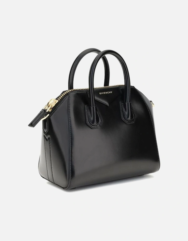 Antigona Glossy Leather Handbag with Geometric Pattern Women - Black