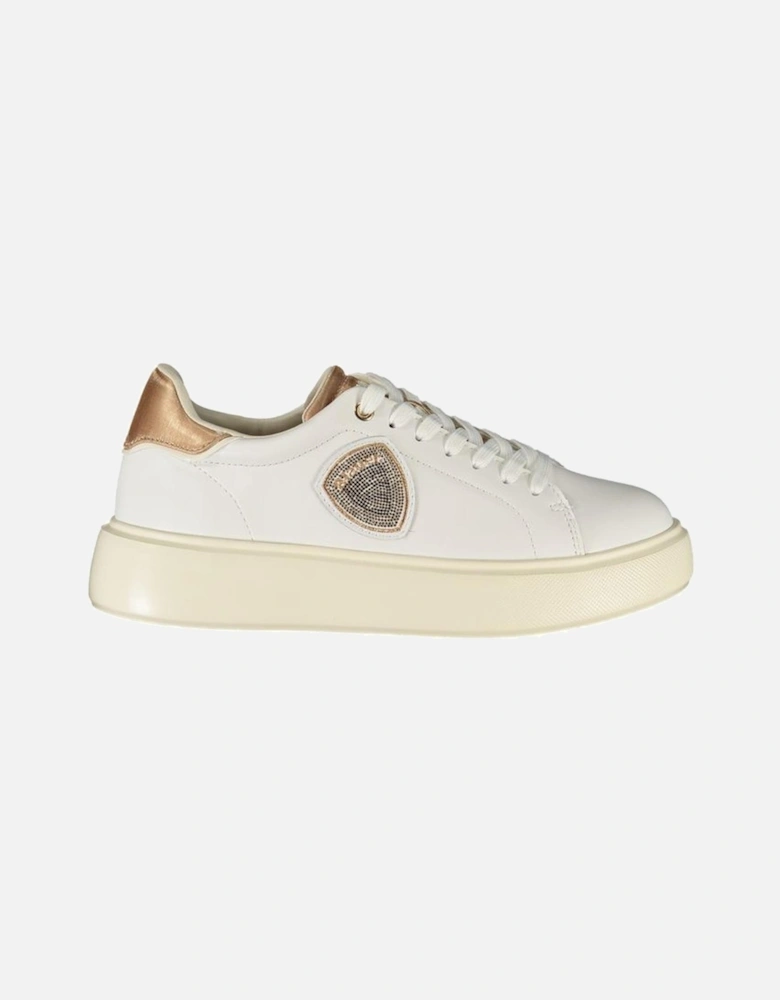 Lace-Up Sports Shoes with Bronze Accents Women - White Sneakers