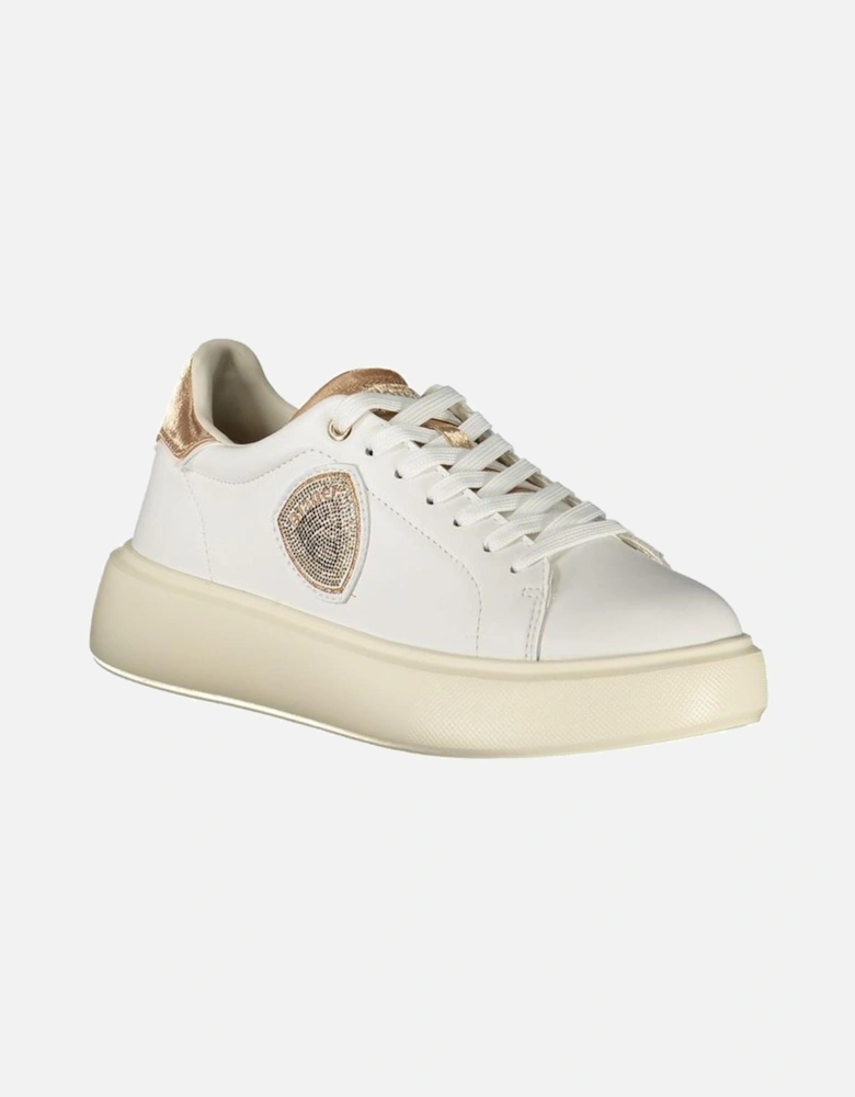 Lace-Up Sports Shoes with Bronze Accents Women - White Sneakers