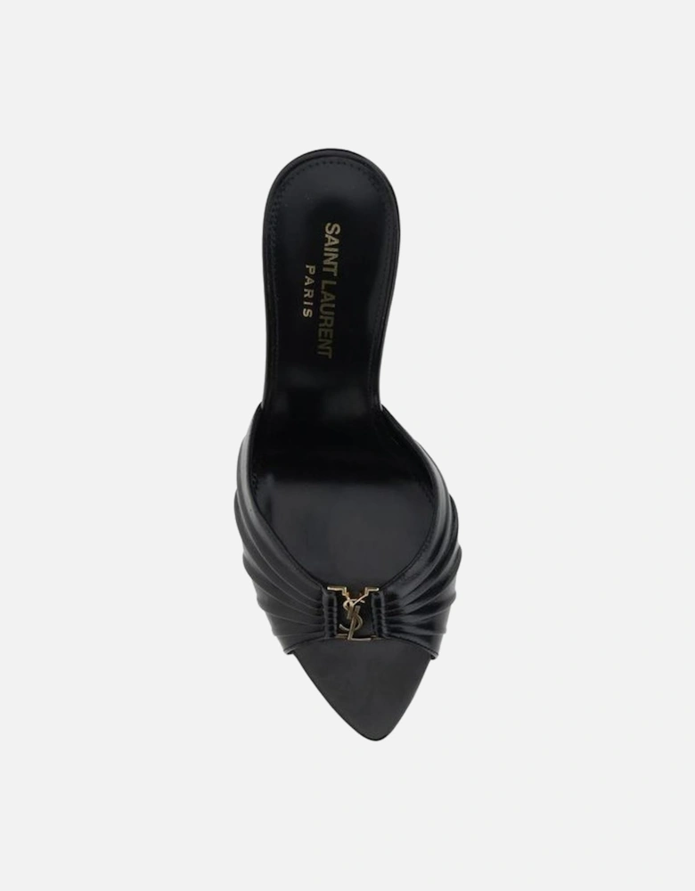 Soft Lambskin Babylone Sandals with YSL Detail Women - Black