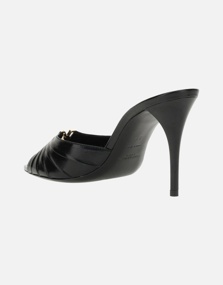 Soft Lambskin Babylone Sandals with YSL Detail Women - Black