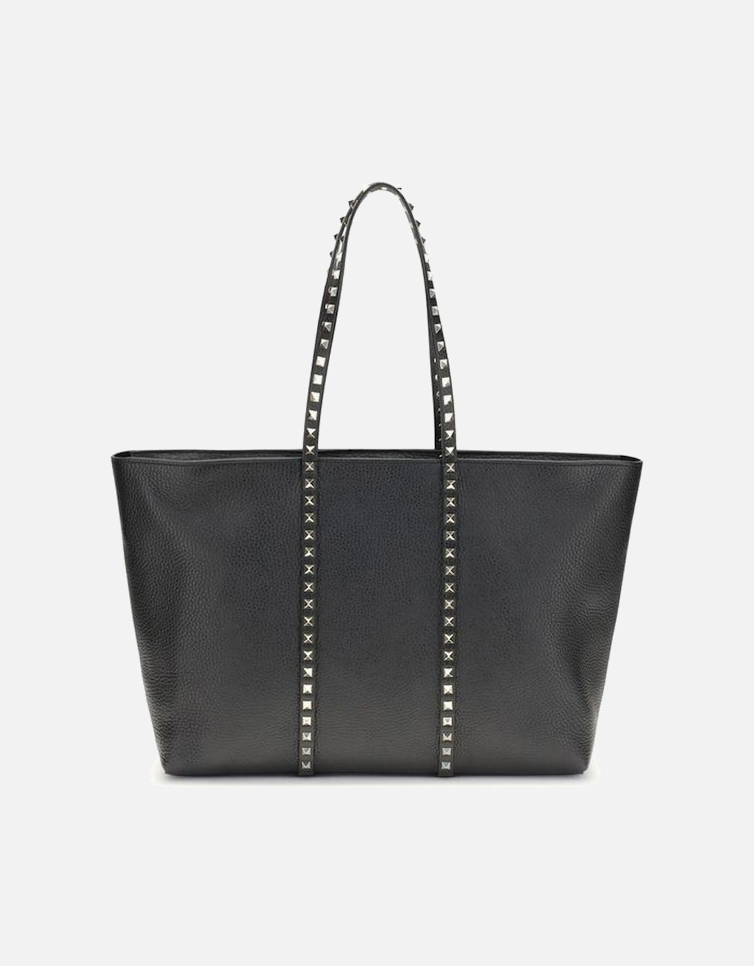Medium Leather Rockstud Tote Bag Women - Black Shoulder Bags, 5 of 4