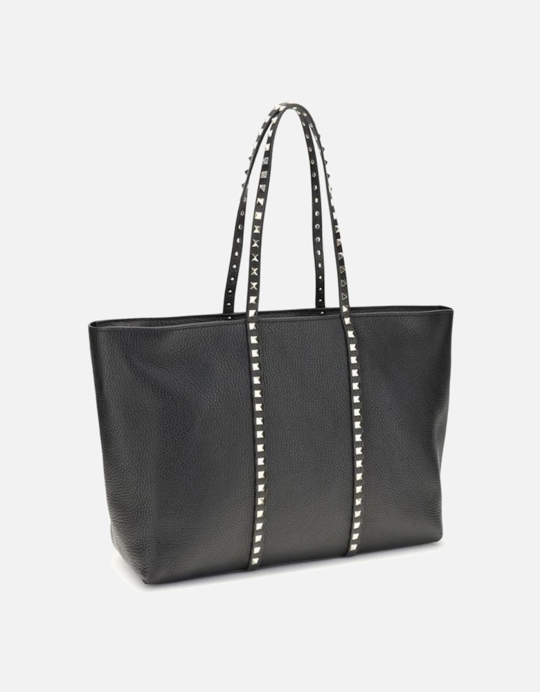 Medium Leather Rockstud Tote Bag Women - Black Shoulder Bags