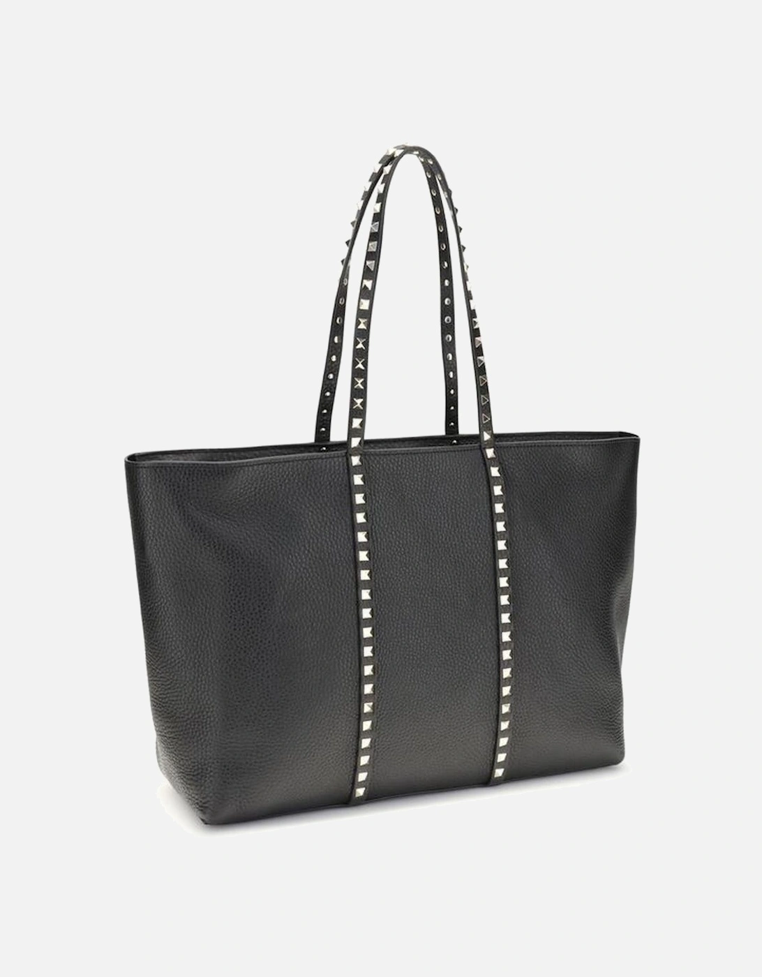 Medium Leather Rockstud Tote Bag Women - Black Shoulder Bags