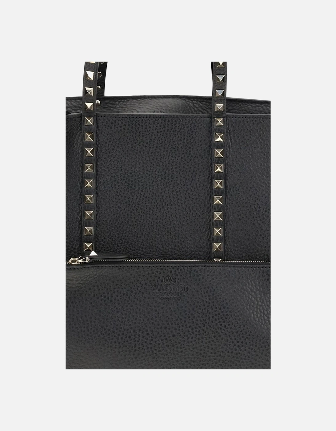 Medium Leather Rockstud Tote Bag Women - Black Shoulder Bags