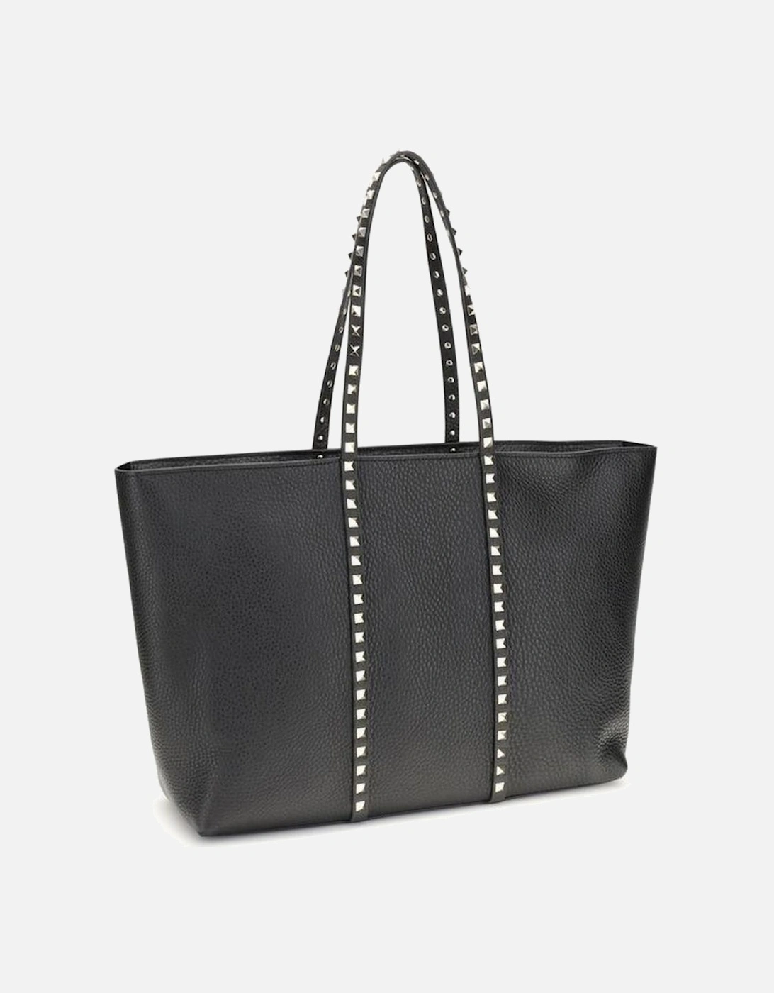 Medium Leather Rockstud Tote Bag Women - Black Shoulder Bags