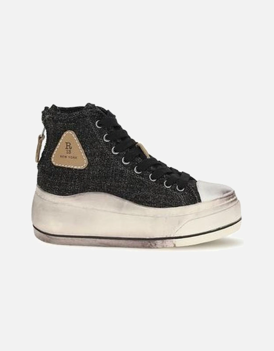 High Top Platform Sneakers with Distressed Sole Women - Black, 4 of 3