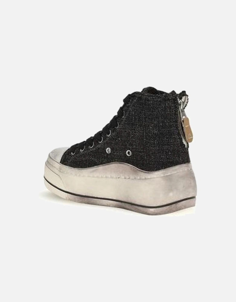 High Top Platform Sneakers with Distressed Sole Women - Black