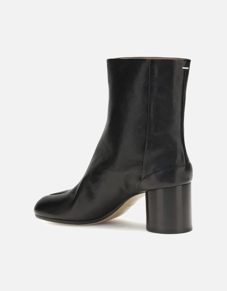 Leather Tabi Ankle Boots with Split Toe Women - Black