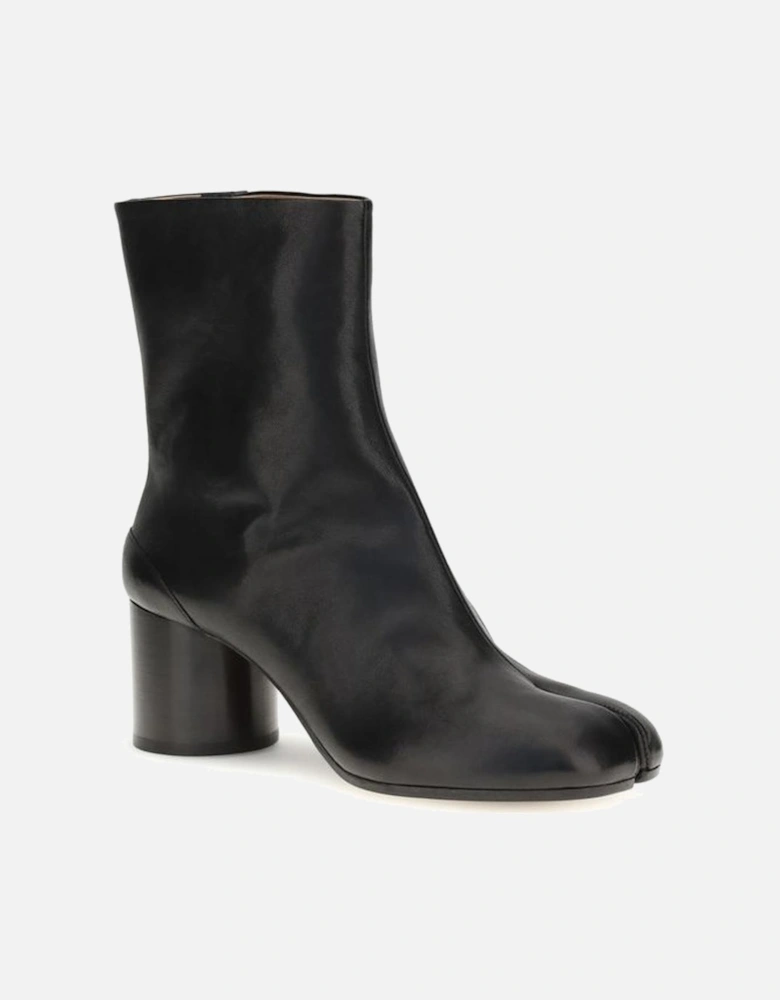 Leather Tabi Ankle Boots with Split Toe Women - Black