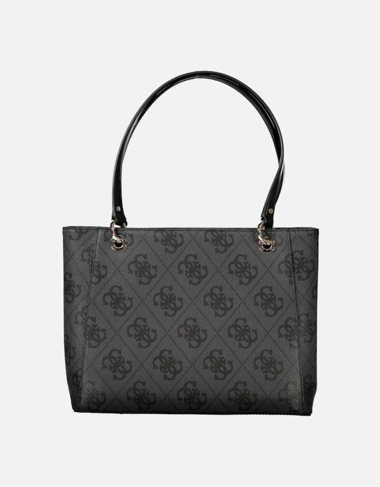 Dual Compartment Shoulder Bag with Zip Closure Women - Black Handbags