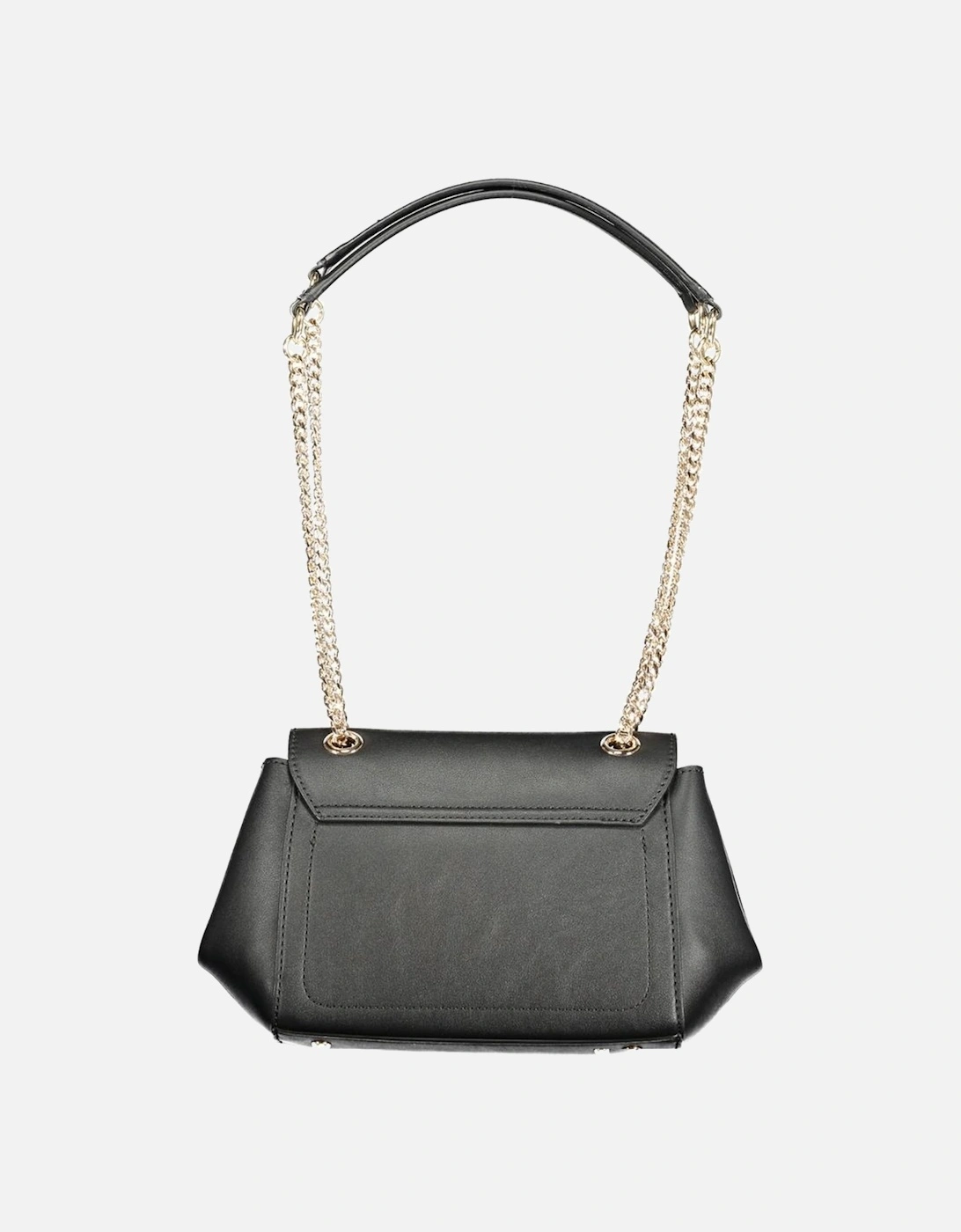 Chain Handle Polyethylene Handbag with Dual Compartments Women - Black