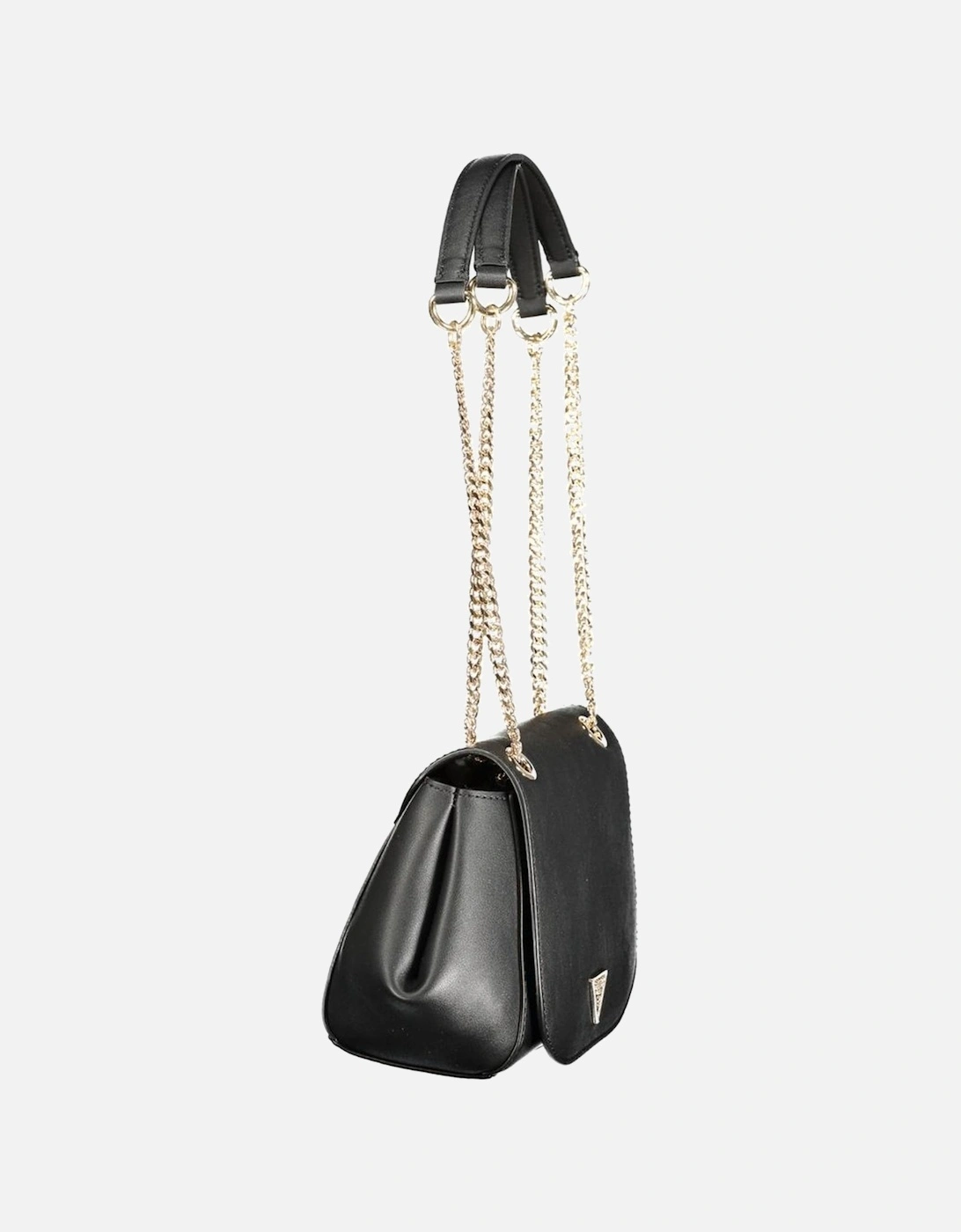 Chain Handle Polyethylene Handbag with Dual Compartments Women - Black