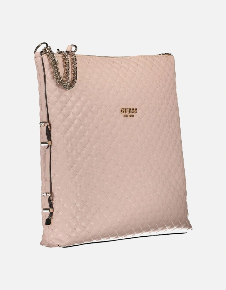 Chain Handle Polyethylene Handbag with Multiple Pockets Women - Pink