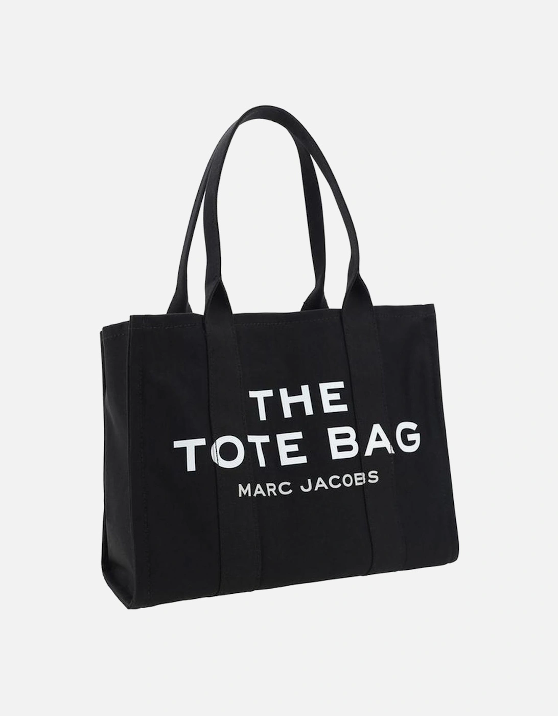 Cotton Hand Bag with Monogram Print and Shoulder Strap Women - Black