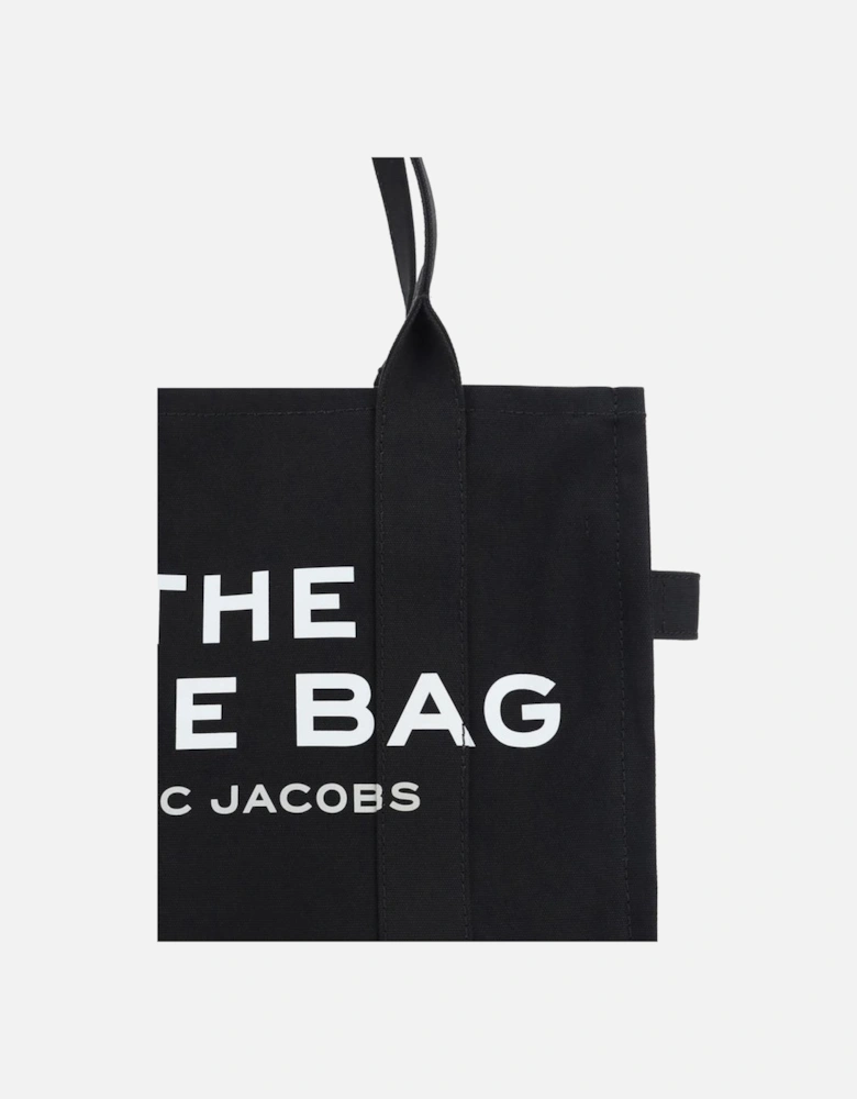 Cotton Hand Bag with Monogram Print and Shoulder Strap Women - Black