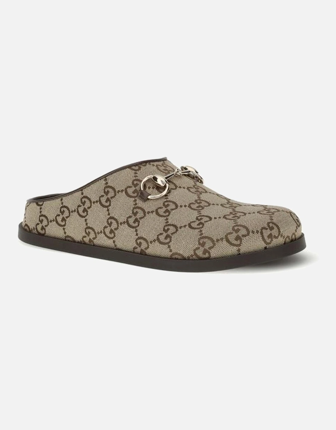 GG Fabric Leather Trim Mules with Horsebit Women - Beige Sandals