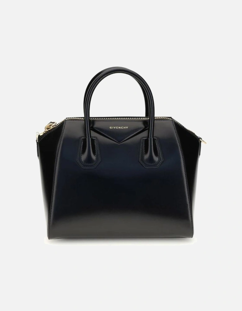 Small Leather Handbag with Gold Details Women - Black