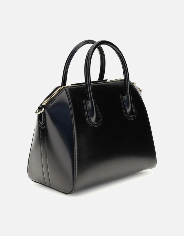 Small Leather Handbag with Gold Details Women - Black