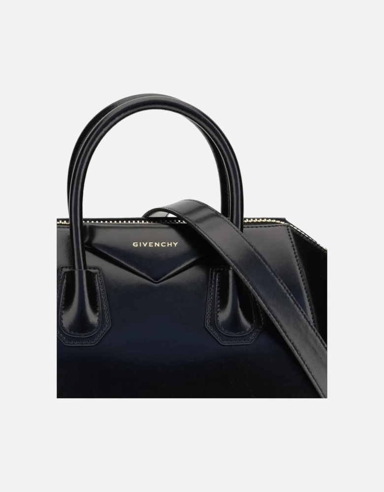 Small Leather Handbag with Gold Details Women - Black