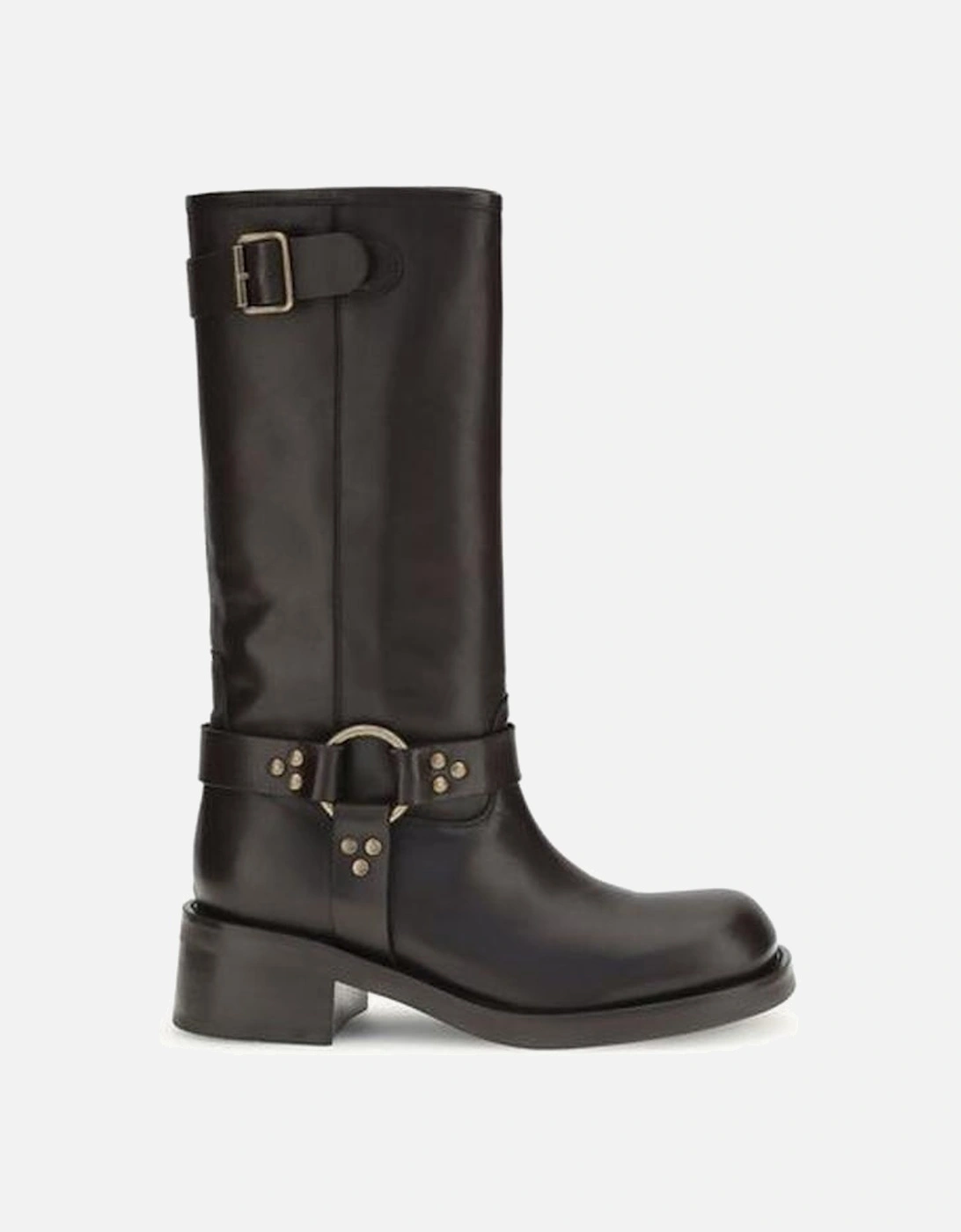 Sleek Leather Boots with Buckle Detail Women - Brown, 4 of 3