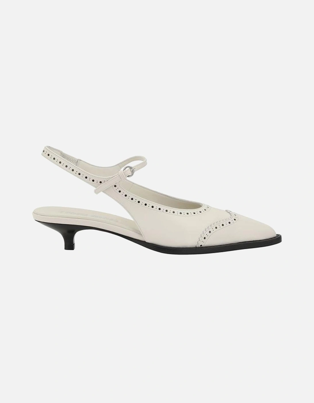 Leather Slingback Kitten Heel Pumps Women - Cream, 5 of 4