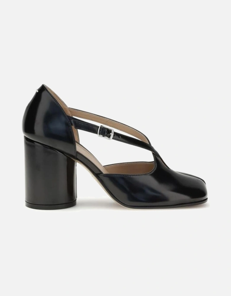 Tabi Pumps with Crisscross Straps and High Heel Women - Black