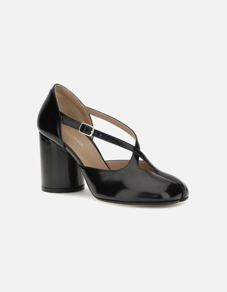 Tabi Pumps with Crisscross Straps and High Heel Women - Black