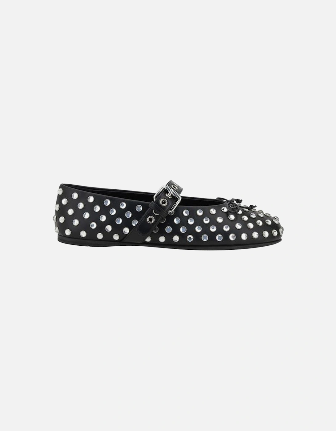 Embellished Leather Ballerinas with Mirrored Hemispheres Women - Black, 5 of 4