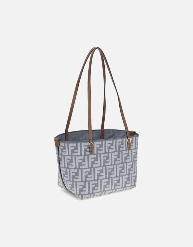 Small Reversible Denim Tote Bag with FF Embroidery Women - Blue