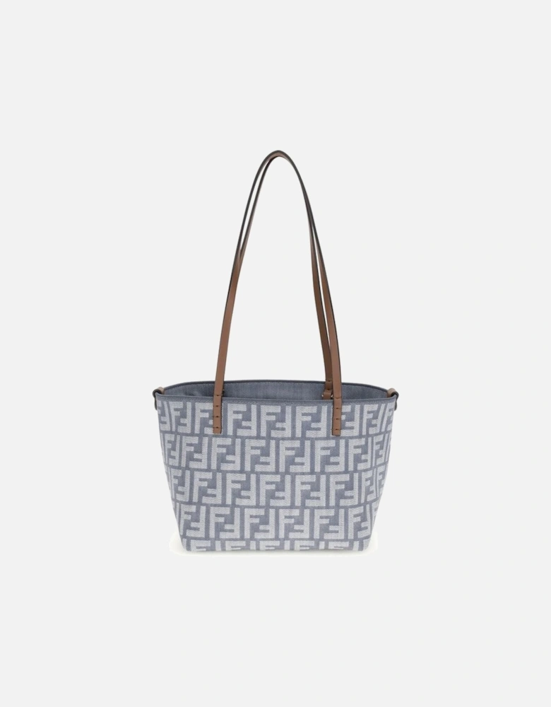 Small Reversible Denim Tote Bag with FF Embroidery Women - Blue
