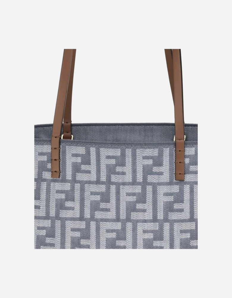 Small Reversible Denim Tote Bag with FF Embroidery Women - Blue