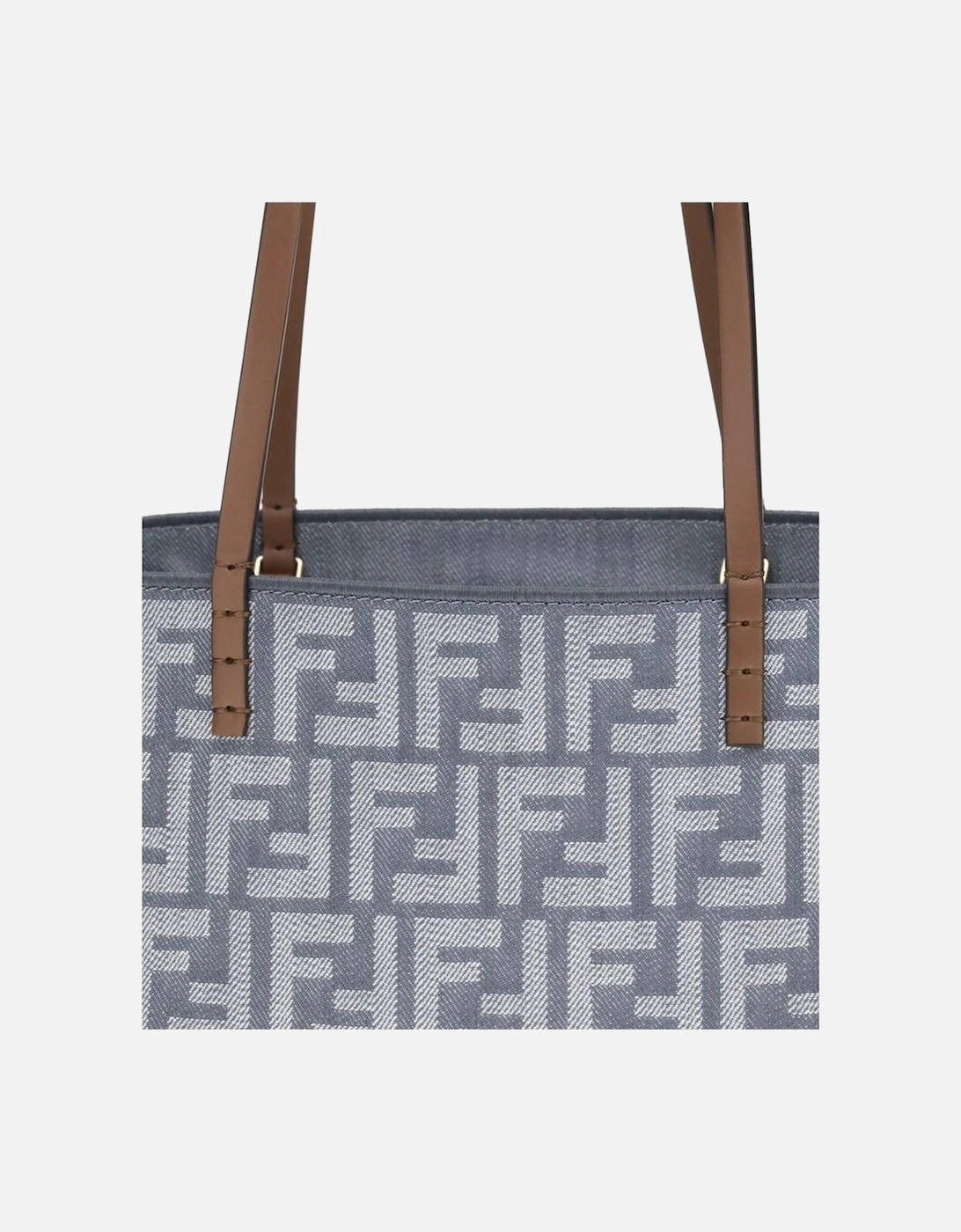 Small Reversible Denim Tote Bag with FF Embroidery Women - Blue