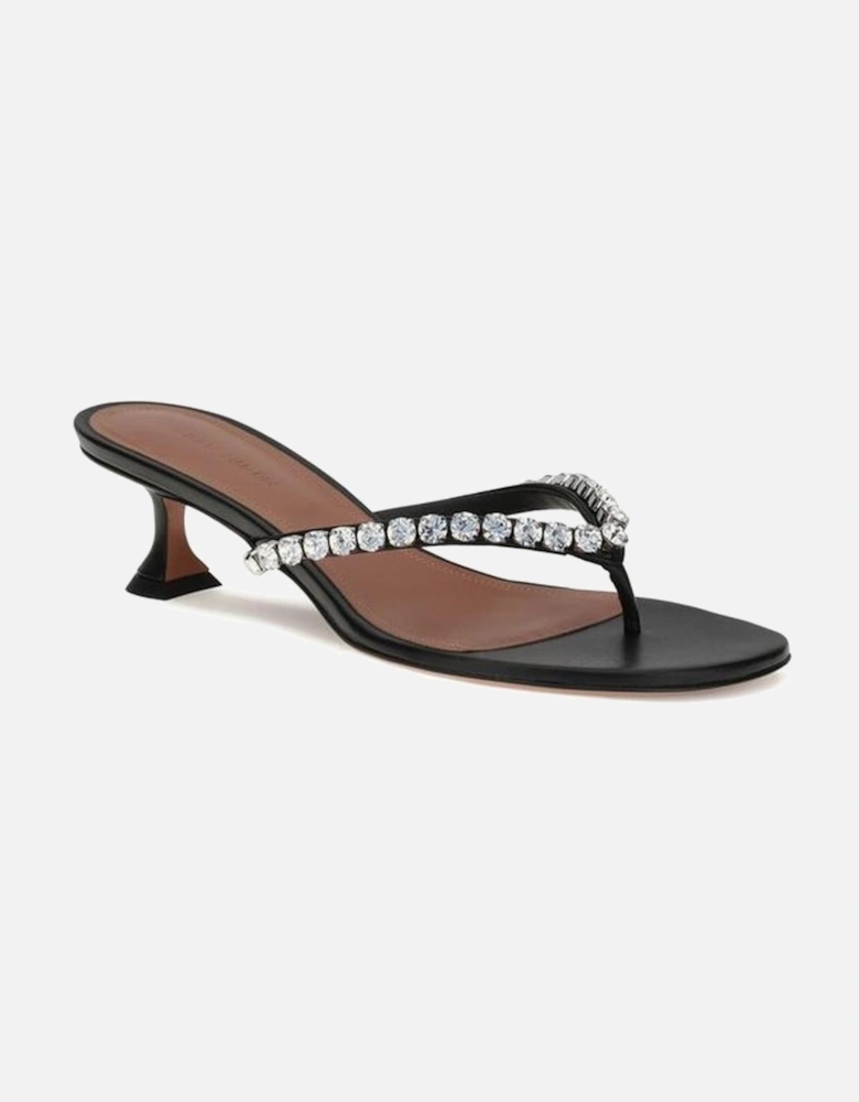 Rhinestone Embellished Kitten Heel Gigi Sandals Women - Black