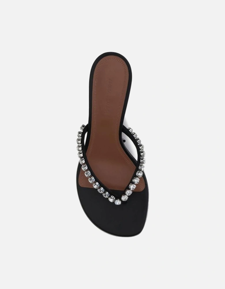 Rhinestone Embellished Kitten Heel Gigi Sandals Women - Black
