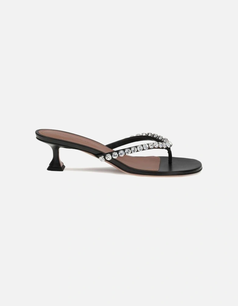 Rhinestone Embellished Kitten Heel Gigi Sandals Women - Black