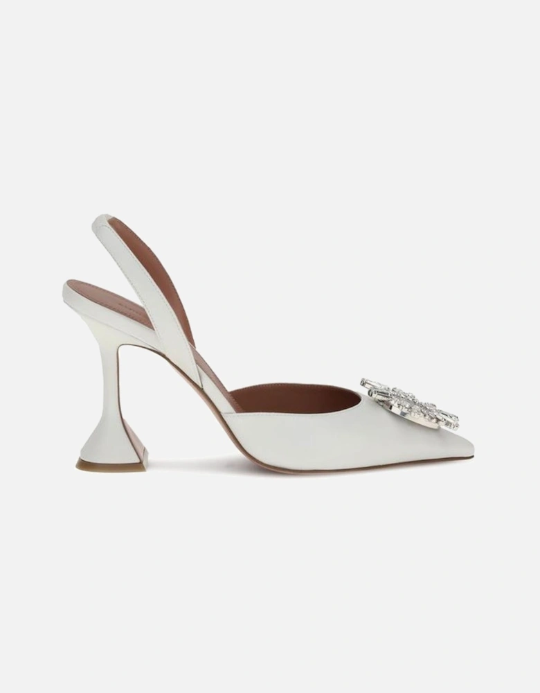 Elegant Begum Slingback Pumps with Jewel Embellishment Women - White